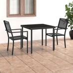 vidaXL 3-delige Tuinset staal, Tuin en Terras, 2 zitplaatsen, Verzenden, Nieuw, Rvs