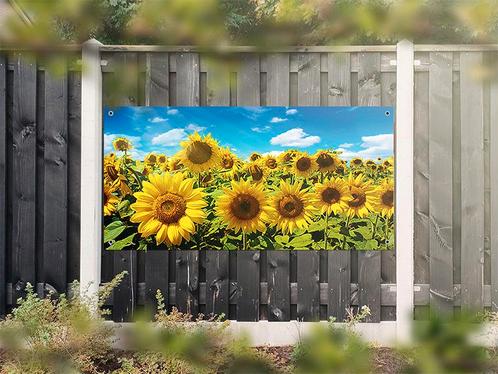 NR 1216: Tuinposter zonnebloemenveld 90x180cm, Tuin en Terras, Tuinwanddecoratie, Nieuw