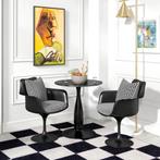 2dekans | HOMCOM Ronde Eettafel 70x74 cm, Zwart, Staal en, Huis en Inrichting, Tafels | Eettafels, Ophalen of Verzenden, Zo goed als nieuw