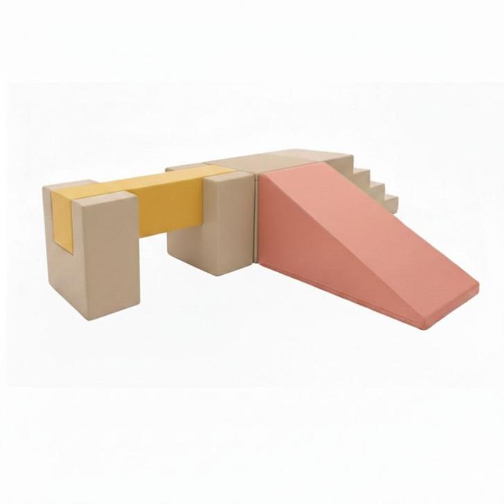 Foamblokken glijbaan met brug in Pastel Pink – Veilig, mo., Kinderen en Baby's, Speelgoed | Educatief en Creatief, Nieuw, Ophalen of Verzenden
