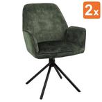 Draaistoelen | Fluweel/Metaal | Groen | Zwarte Poten |, Verzenden, Nieuw in verpakking