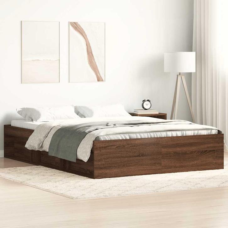 vidaXL Bedframe bruin eikenkleur 140x200 cm, Huis en Inrichting, Slaapkamer | Bedden, 140 cm, 200 cm, Bruin, Tweepersoons, Nieuw