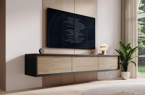 Meubella TV-Meubel Fortunato antraciet eiken 180 cm, Huis en Inrichting, Kasten | Televisiemeubels, 150 tot 200 cm, 25 tot 50 cm