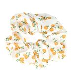 Scrunchie Haarelastiek XL Bloemen Print Wit Oranje, Verzenden, Nieuw