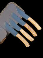 Tafelmes (4) - Staal, Hout - Met leer pochette