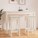 vidaXL Barstoelen 2 st 40x40x78 cm massief grenenhout wit, Huis en Inrichting, Stoelen, Verzenden, Nieuw, Wit