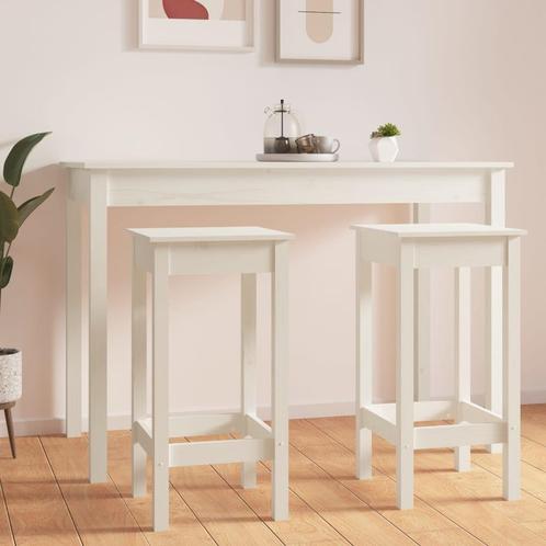 vidaXL Barstoelen 2 st 40x40x78 cm massief grenenhout wit, Huis en Inrichting, Stoelen, Wit, Nieuw, Verzenden