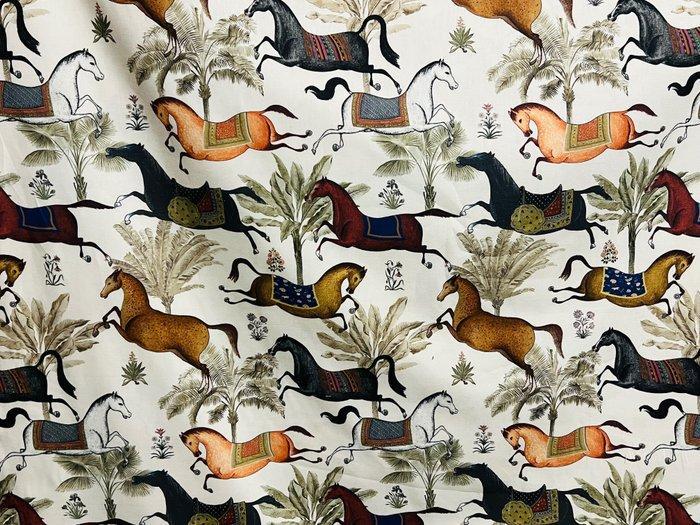 Exclusief Oeko-Tex katoenweefsel met paardendesign -, Antiek en Kunst, Curiosa en Brocante