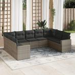 vidaXL 9-delige Loungeset met kussens poly rattan grijs, Tuin en Terras, Verzenden, Nieuw, Rotan, Loungeset