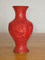 Chinees zinnoberlak-vaas met fenixrelief – China, 20e eeuw –