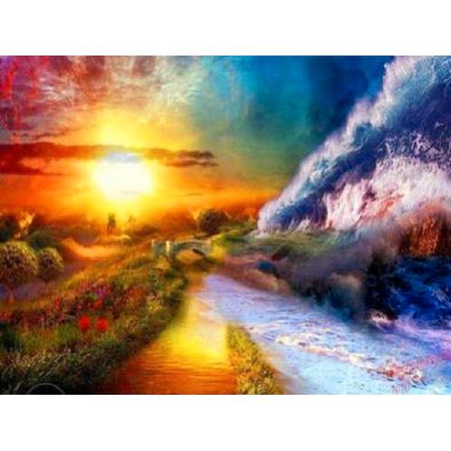 VSE Diamond painting voor volwassenen zon en wolken 30 X 40, Huis en Inrichting, Woonaccessoires | Schilderijen, Tekeningen en Foto's