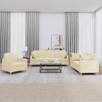 vidaXL 3-delige Loungeset met kussens stof crèmekleurig, Huis en Inrichting, Verzenden, Nieuw, Vierpersoons of meer, Stof
