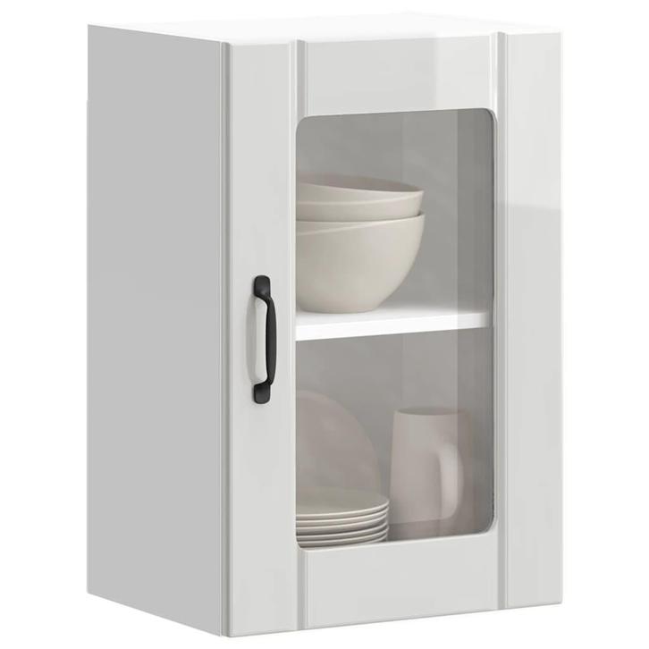 vidaXL Keukenwandkast met glazen deur Lucca hoogglans wit, Huis en Inrichting, Keuken | Keukenelementen, Wit, Nieuw, Verzenden