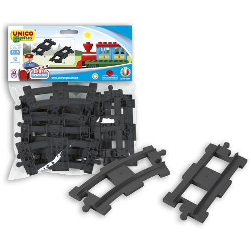 Unico Plus Treinrails bocht en recht - 12 delig - 8540, Kinderen en Baby's, Speelgoed | Duplo en Lego, Nieuw, Verzenden