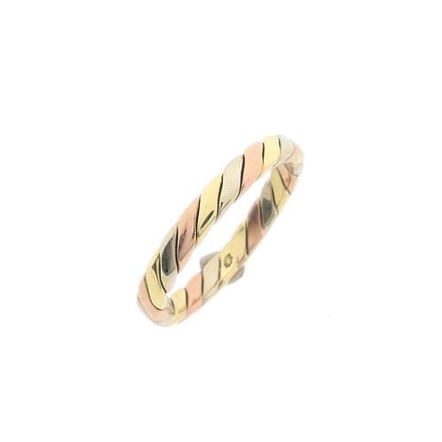 Tricolor gouden gedraaide aanschuifring (witgoud, roségoud), Sieraden, Tassen en Uiterlijk, Ringen, Dame, Overige kleuren, Kleiner dan 17