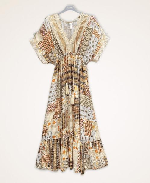 Boho vintage maxi jurk met sierwerk, franjes en hoge talie, Kleding | Dames, Jurken