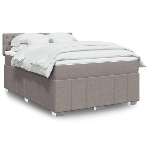 vidaXL Boxspring met matras stof taupe 140x190 cm, Huis en Inrichting, Slaapkamer | Bedden, 140 cm, 190 cm of minder, Tweepersoons