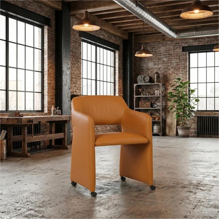 Leren eetkamerstoel Icon - Toledo Mandarin (oranje), Huis en Inrichting, Stoelen, Nieuw, Leer, Ophalen of Verzenden