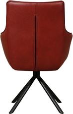 Set van 6 Rode leren industriële draaibare eetkamerstoelen -, Huis en Inrichting, Stoelen, Overige kleuren, Nieuw, Leer, Ophalen of Verzenden