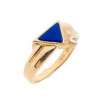 Gouden ring met Lapis Lazuli en diamant | 0,005 ct., Gebruikt, Overige kleuren, Ophalen of Verzenden, 17 tot 18