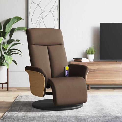 vidaXL Massagestoel verstelbaar met voetensteun stof bruin, Huis en Inrichting, Fauteuils, Nieuw, Verzenden