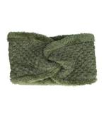Haarband Twist Fake Fur Gebreid Groen, Nieuw
