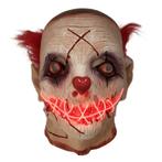 Horror Clown masker (lichtgevend El Wire LED rood), Nieuw, Verzenden
