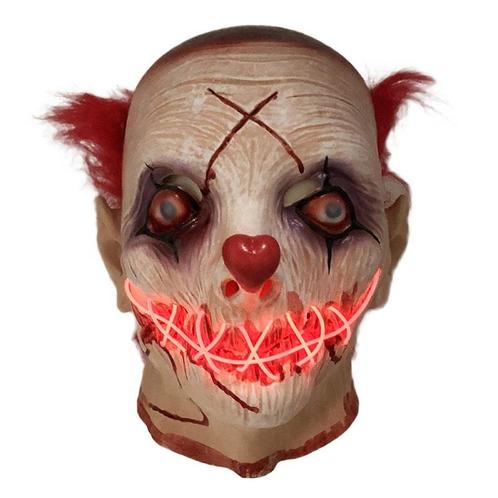 Horror Clown masker (lichtgevend El Wire LED rood), Hobby en Vrije tijd, Feestartikelen, Nieuw, Verzenden