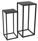 Set van 2 plantenstandaards – zwart staal en houtdesign, Tuin en Terras, Verzenden, Nieuw