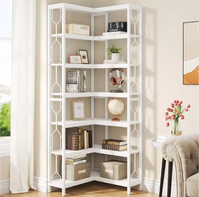 7-Laags Hoekboekenkast Industrieel – Houten en Metalen Rek, Huis en Inrichting, Kasten | Boekenkasten, Nieuw, Verzenden