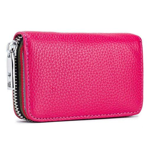 ZILOU Leren Pasjeshouder Portemonnee Anti-Skim Roze [TIP!], Sieraden, Tassen en Uiterlijk, Portemonnees, Roze, Nieuw, Overige merken