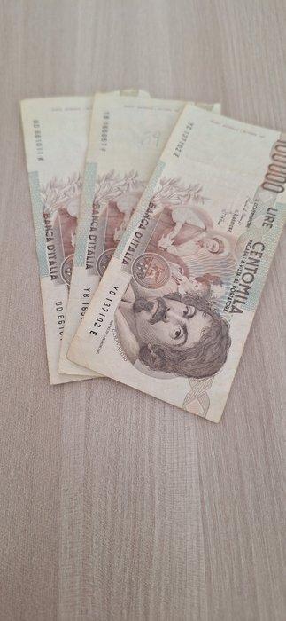 Italië. - 3 x 100.000 Lire + 3 x 500 Lire 1966/1983 (Zonder, Postzegels en Munten, Munten | Nederland