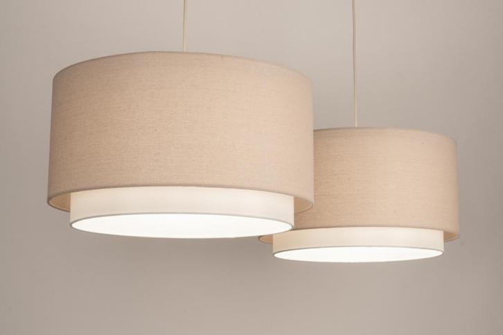 Rietveld Hanglampen - Beige, Zand - Stof, Metaal, Huis en Inrichting, Lampen | Hanglampen, Verzenden