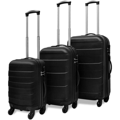 vidaXL 3-delige Kofferset hard 45,5/55/66 cm zwart, Sieraden, Tassen en Uiterlijk, Koffers, Nieuw, Verzenden