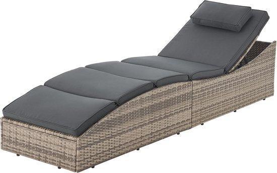 2dekans | Juskys Ligbed / Zonnebed Lamia - Lichtgrijs -, Tuin en Terras, Tuinsets en Loungesets, Zo goed als nieuw, Ophalen of Verzenden
