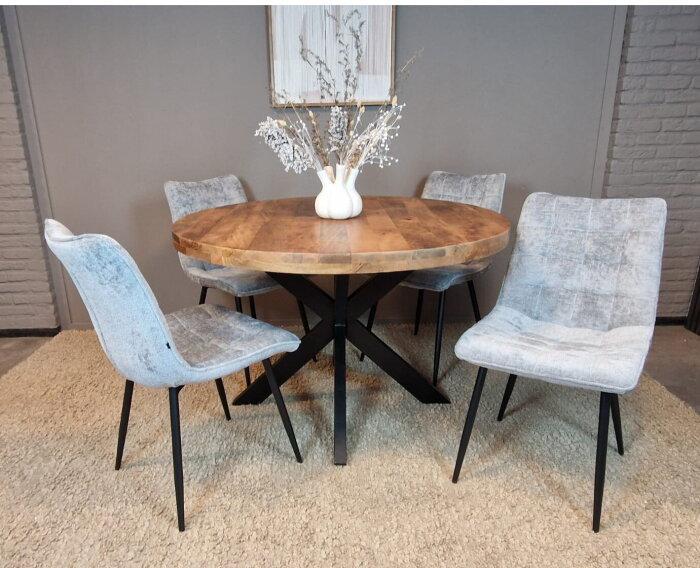Combideal Lucille: ronde eettafel Mangohout 120 cm met 4, Huis en Inrichting, Tafels | Eettafels, Nieuw, Ophalen of Verzenden