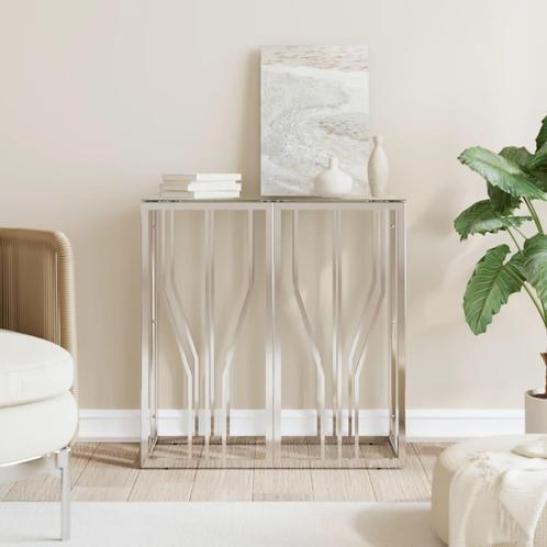 vidaXL Wandtafel 70x30x70 cm roestvrij staal en glas, Huis en Inrichting, Tafels | Bijzettafels, Nieuw, Verzenden