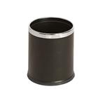 Ronde dubbelwandige papierbak lederlook - Zwart/chroom, Verzenden, Nieuw