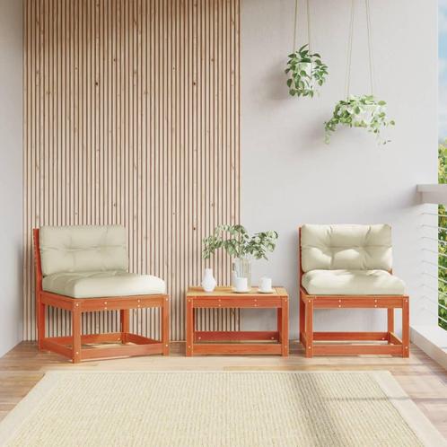vidaXL Tuinbanken met kussens 2 st massief grenenhout, Tuin en Terras, Tuinsets en Loungesets, Nieuw, Verzenden