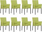 Set van 8 Felgroene leren moderne eetkamerstoelen - Toledo L, Nieuw, Vijf, Zes of meer stoelen, Modern, Leer