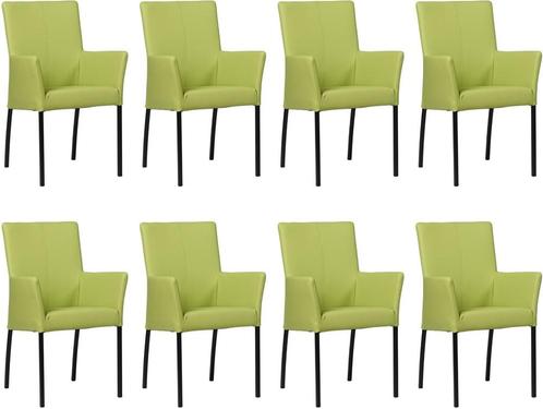 Set van 8 Felgroene leren moderne eetkamerstoelen - Toledo L, Huis en Inrichting, Stoelen, Vijf, Zes of meer stoelen, Overige kleuren