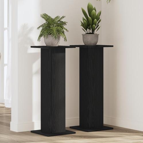vidaXL Plantenstandaards 2 st 30x30x80 cm bewerkt hout zwart, Tuin en Terras, Overige Tuin en Terras, Nieuw, Verzenden