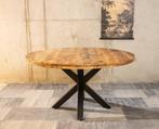Ronde mango eettafel naturel Spider 100 cm (diameter), Huis en Inrichting, Tafels | Eettafels, Ophalen of Verzenden, Nieuw