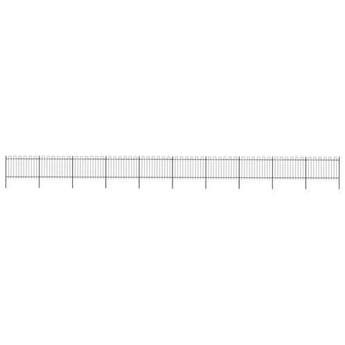 vidaXL Tuinhek met ronde bovenkant 17x1,2 m staal zwart, Tuin en Terras, Schuttingen, Nieuw, IJzer, 1 tot 2 meter, Verzenden