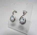 Oorbellen - 18 karaat Witgoud Aquamarijn - Diamant, Nieuw