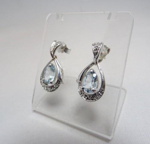 Oorbellen - 18 karaat Witgoud Aquamarijn - Diamant, Sieraden, Tassen en Uiterlijk, Oorbellen