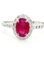 Ring - 18 karaat Witgoud Robijn - Diamant, Sieraden, Tassen en Uiterlijk, Ringen, Nieuw