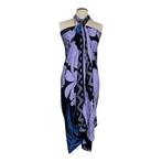 Sarong / pareo - Strandkleding wikkelrok - Paars / zwart flo, Kleding | Dames, Badmode en Zwemkleding, Ophalen of Verzenden, Nieuw