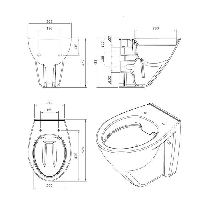 Wandtoilet Sanindusa Plus 6 cm Verhoogd Rimless Keramiek, Doe-het-zelf en Verbouw, Sanitair, Ophalen of Verzenden
