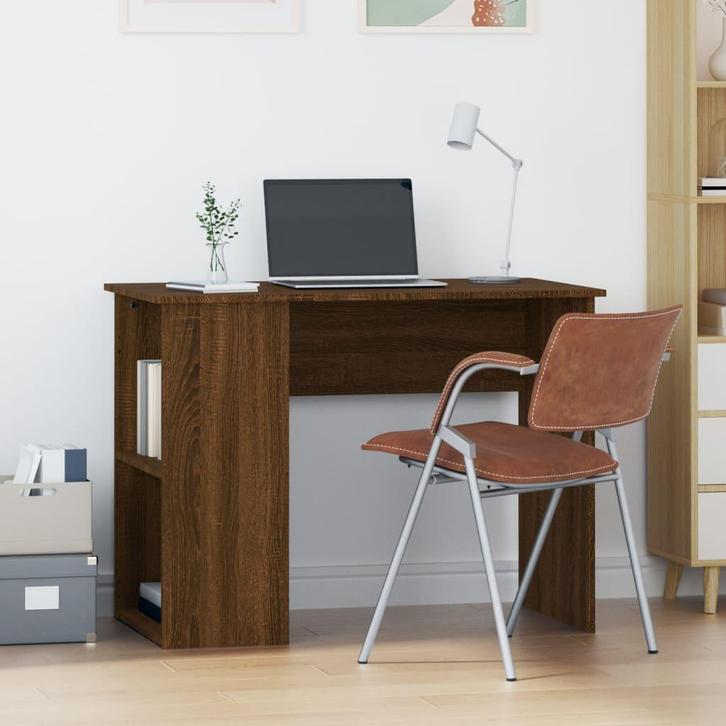 vidaXL Bureau 100x55x75 cm bewerkt hout bruin eikenkleur, Huis en Inrichting, Bureaus, Nieuw, Verzenden